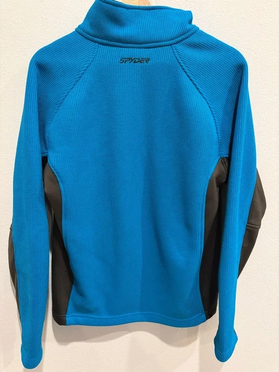 Spyder Men’s Turquoise and Black Quarter-Zip Performance Sweater - Picture 5 of 5